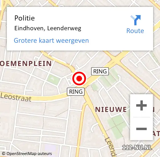 Locatie op kaart van de 112 melding: Politie Eindhoven, Leenderweg op 28 april 2024 02:40