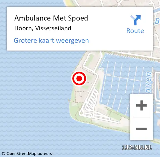 Locatie op kaart van de 112 melding: Ambulance Met Spoed Naar Hoorn, Visserseiland op 28 april 2024 02:46