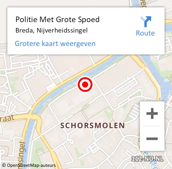 Locatie op kaart van de 112 melding: Politie Met Grote Spoed Naar Breda, Nijverheidssingel op 28 april 2024 02:48