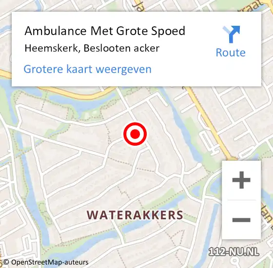 Locatie op kaart van de 112 melding: Ambulance Met Grote Spoed Naar Heemskerk, Beslooten acker op 28 april 2024 02:56
