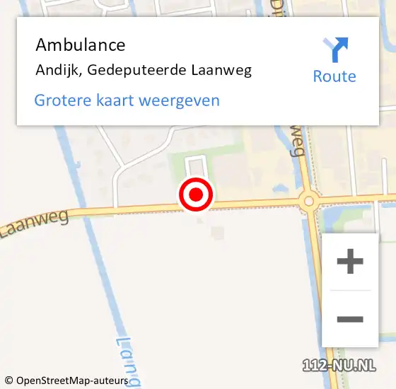 Locatie op kaart van de 112 melding: Ambulance Andijk, Gedeputeerde Laanweg op 28 april 2024 03:00
