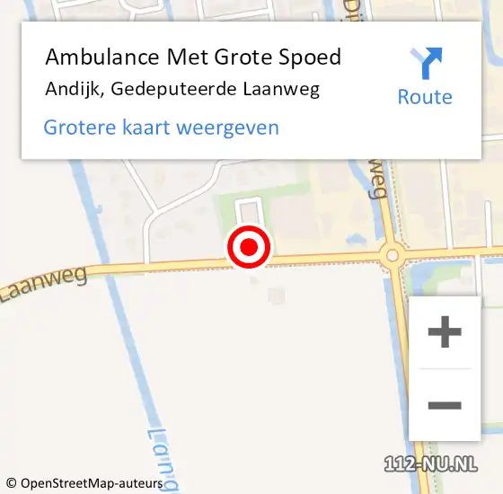 Locatie op kaart van de 112 melding: Ambulance Met Grote Spoed Naar Andijk, Gedeputeerde Laanweg op 28 april 2024 03:00