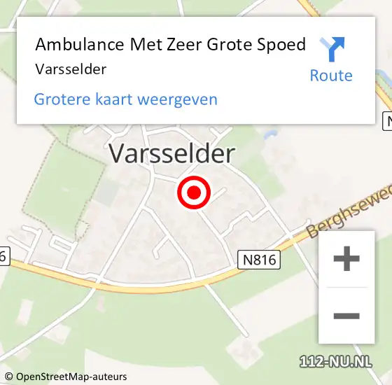 Locatie op kaart van de 112 melding: Ambulance Met Zeer Grote Spoed Naar Varsselder op 28 april 2024 03:04