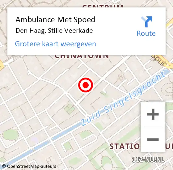 Locatie op kaart van de 112 melding: Ambulance Met Spoed Naar Den Haag, Stille Veerkade op 28 april 2024 03:26