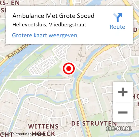 Locatie op kaart van de 112 melding: Ambulance Met Grote Spoed Naar Hellevoetsluis, Vliedbergstraat op 28 april 2024 03:35