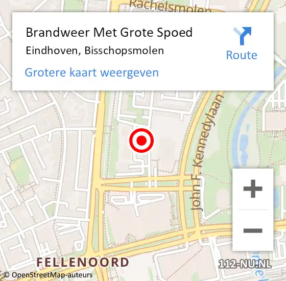 Locatie op kaart van de 112 melding: Brandweer Met Grote Spoed Naar Eindhoven, Bisschopsmolen op 28 april 2024 03:51