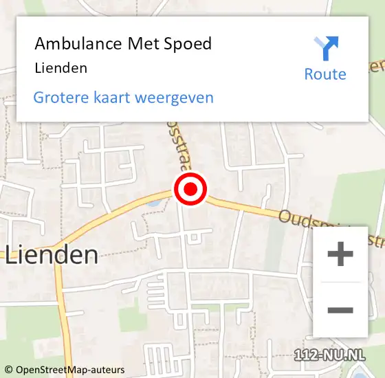 Locatie op kaart van de 112 melding: Ambulance Met Spoed Naar Lienden op 28 april 2024 03:53