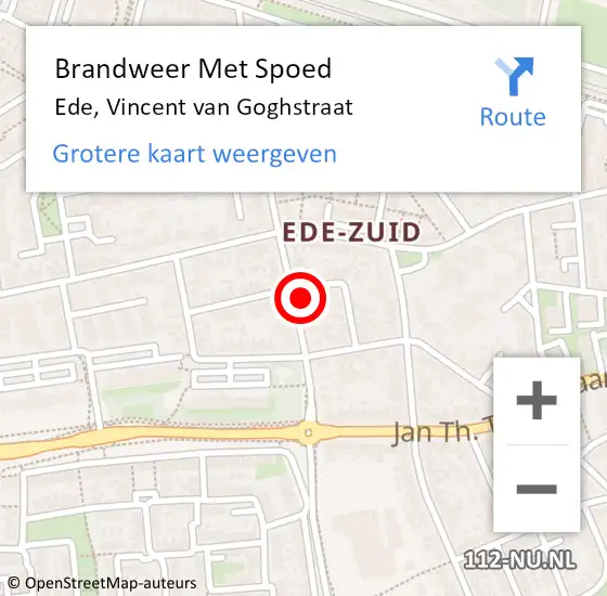 Locatie op kaart van de 112 melding: Brandweer Met Spoed Naar Ede, Vincent van Goghstraat op 28 april 2024 05:10
