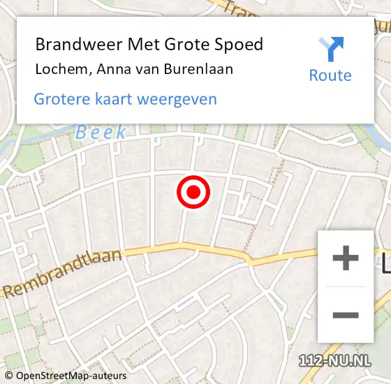 Locatie op kaart van de 112 melding: Brandweer Met Grote Spoed Naar Lochem, Anna van Burenlaan op 28 april 2024 05:12