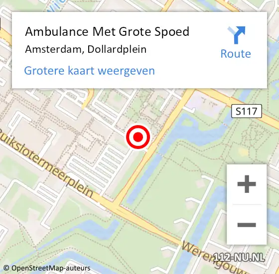 Locatie op kaart van de 112 melding: Ambulance Met Grote Spoed Naar Amsterdam, Dollardplein op 28 april 2024 06:15