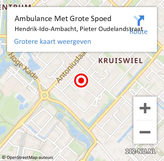 Locatie op kaart van de 112 melding: Ambulance Met Grote Spoed Naar Hendrik-Ido-Ambacht, Pieter Oudelandstraat op 28 april 2024 06:25