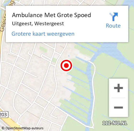 Locatie op kaart van de 112 melding: Ambulance Met Grote Spoed Naar Uitgeest, Westergeest op 28 april 2024 06:33