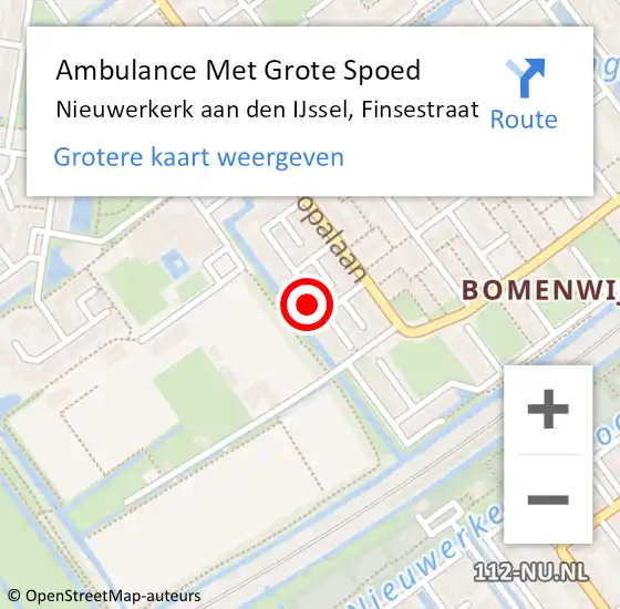Locatie op kaart van de 112 melding: Ambulance Met Grote Spoed Naar Nieuwerkerk aan den IJssel, Finsestraat op 28 april 2024 07:37