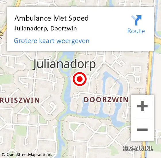 Locatie op kaart van de 112 melding: Ambulance Met Spoed Naar Julianadorp, Doorzwin op 28 april 2024 07:51