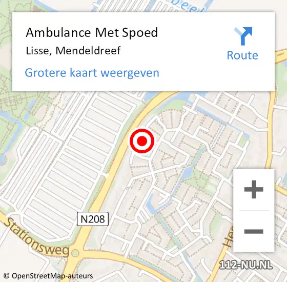 Locatie op kaart van de 112 melding: Ambulance Met Spoed Naar Lisse, Mendeldreef op 28 april 2024 07:58