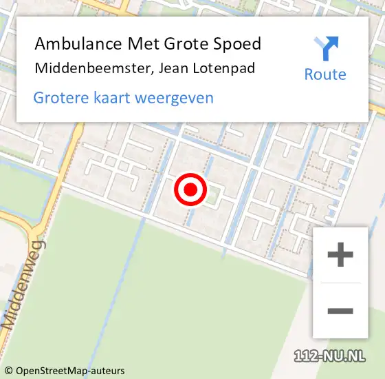 Locatie op kaart van de 112 melding: Ambulance Met Grote Spoed Naar Middenbeemster, Jean Lotenpad op 28 april 2024 07:58