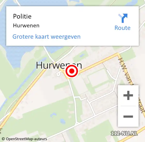 Locatie op kaart van de 112 melding: Politie Hurwenen op 28 april 2024 08:39