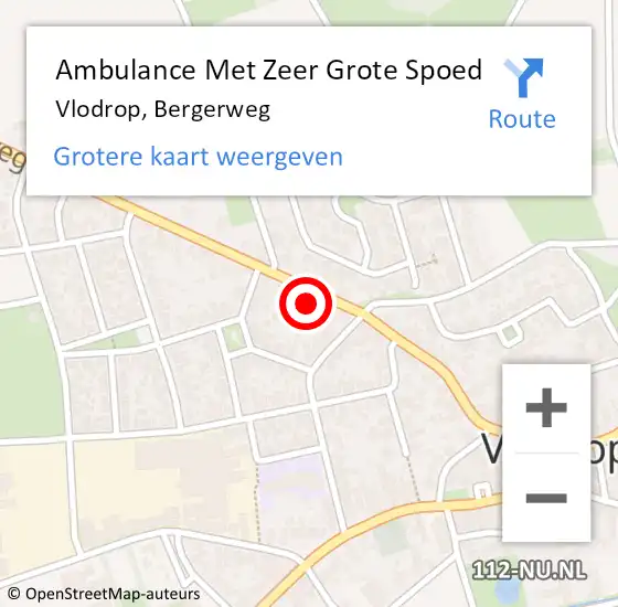 Locatie op kaart van de 112 melding: Ambulance Met Zeer Grote Spoed Naar Vlodrop, Bergerweg op 28 april 2024 09:02