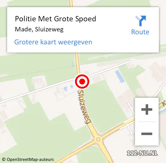 Locatie op kaart van de 112 melding: Politie Met Grote Spoed Naar Made, Sluizeweg op 28 april 2024 09:14