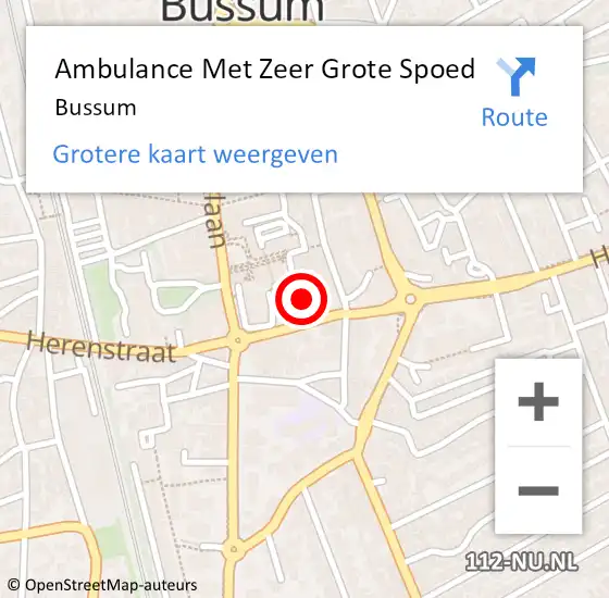 Locatie op kaart van de 112 melding: Ambulance Met Zeer Grote Spoed Naar Bussum op 28 april 2024 09:27