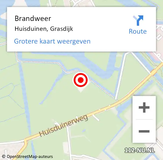 Locatie op kaart van de 112 melding: Brandweer Huisduinen, Grasdijk op 28 april 2024 09:40