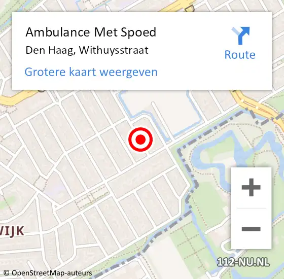 Locatie op kaart van de 112 melding: Ambulance Met Spoed Naar Den Haag, Withuysstraat op 28 april 2024 10:01