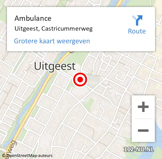Locatie op kaart van de 112 melding: Ambulance Uitgeest, Castricummerweg op 28 april 2024 10:26