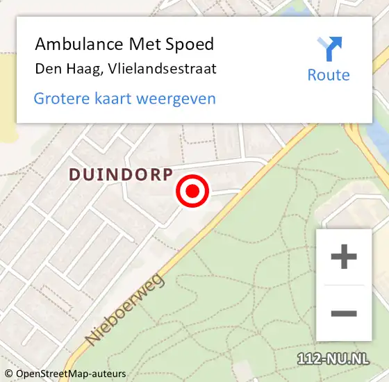 Locatie op kaart van de 112 melding: Ambulance Met Spoed Naar Den Haag, Vlielandsestraat op 28 april 2024 10:47