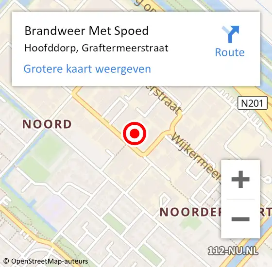 Locatie op kaart van de 112 melding: Brandweer Met Spoed Naar Hoofddorp, Graftermeerstraat op 28 april 2024 10:51