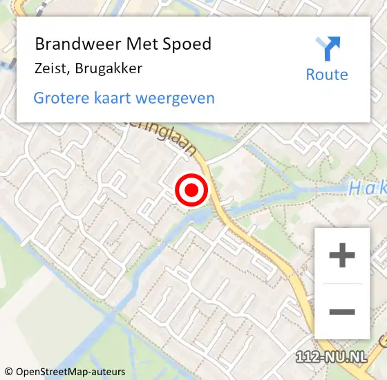 Locatie op kaart van de 112 melding: Brandweer Met Spoed Naar Zeist, Brugakker op 28 april 2024 10:56