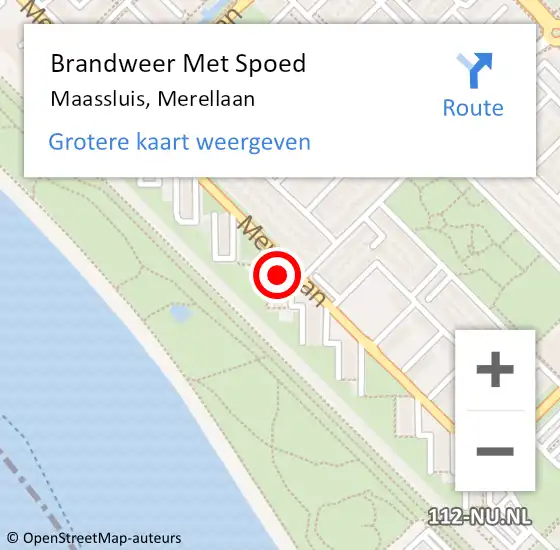 Locatie op kaart van de 112 melding: Brandweer Met Spoed Naar Maassluis, Merellaan op 28 april 2024 11:11