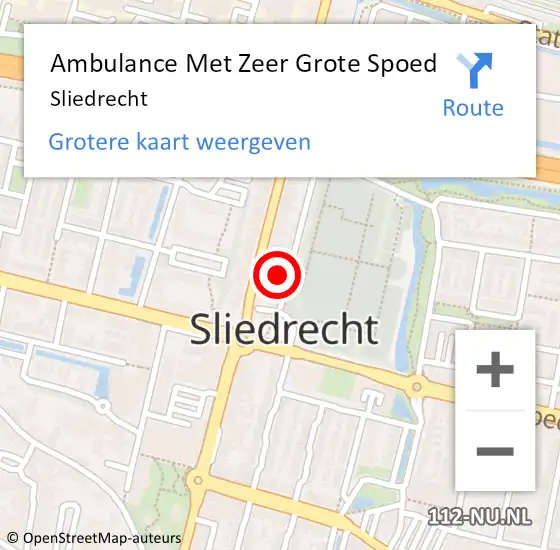 Locatie op kaart van de 112 melding: Ambulance Met Zeer Grote Spoed Naar Sliedrecht op 28 april 2024 11:21