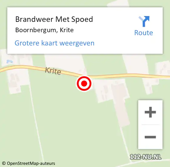 Locatie op kaart van de 112 melding: Brandweer Met Spoed Naar Boornbergum, Krite op 28 april 2024 12:07