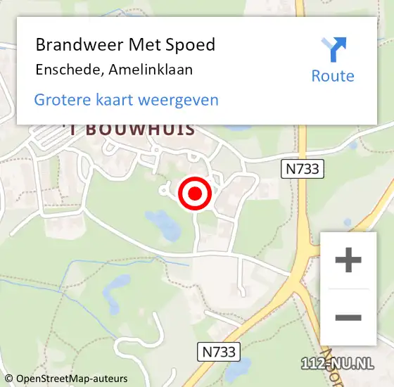 Locatie op kaart van de 112 melding: Brandweer Met Spoed Naar Enschede, Amelinklaan op 28 april 2024 12:24