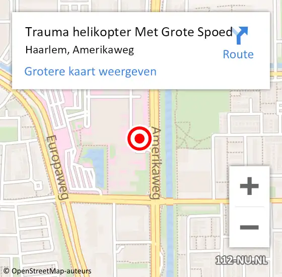 Locatie op kaart van de 112 melding: Trauma helikopter Met Grote Spoed Naar Haarlem, Amerikaweg op 28 april 2024 12:31