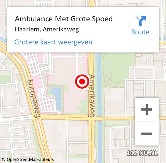 Locatie op kaart van de 112 melding: Ambulance Met Grote Spoed Naar Haarlem, Amerikaweg op 28 april 2024 12:35