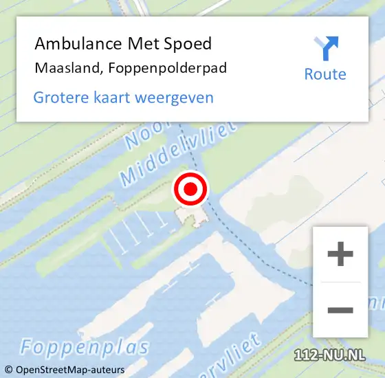 Locatie op kaart van de 112 melding: Ambulance Met Spoed Naar Maasland, Foppenpolderpad op 28 april 2024 12:38