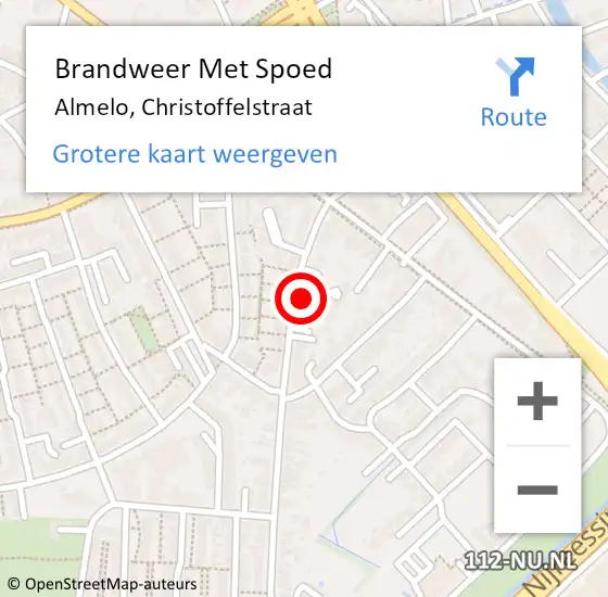 Locatie op kaart van de 112 melding: Brandweer Met Spoed Naar Almelo, Christoffelstraat op 28 april 2024 12:43