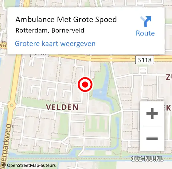 Locatie op kaart van de 112 melding: Ambulance Met Grote Spoed Naar Rotterdam, Bornerveld op 28 april 2024 13:23
