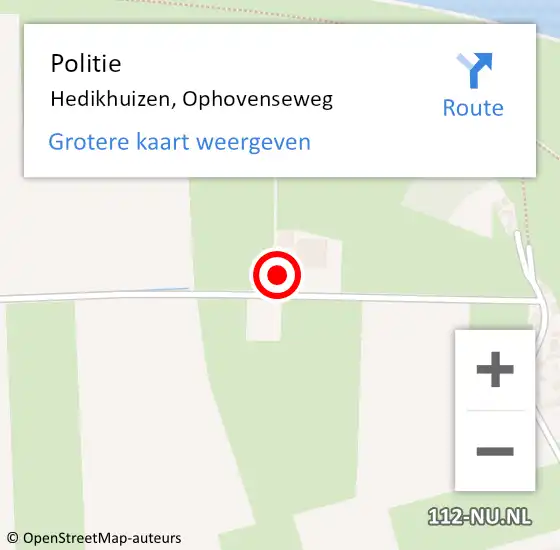 Locatie op kaart van de 112 melding: Politie Hedikhuizen, Ophovenseweg op 28 april 2024 13:25