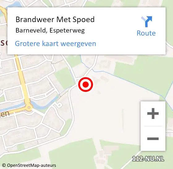 Locatie op kaart van de 112 melding: Brandweer Met Spoed Naar Barneveld, Espeterweg op 28 april 2024 13:26