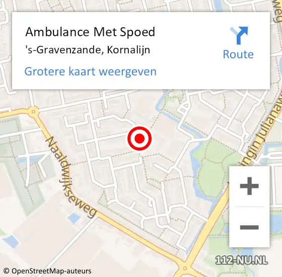 Locatie op kaart van de 112 melding: Ambulance Met Spoed Naar 's-Gravenzande, Kornalijn op 28 april 2024 13:43
