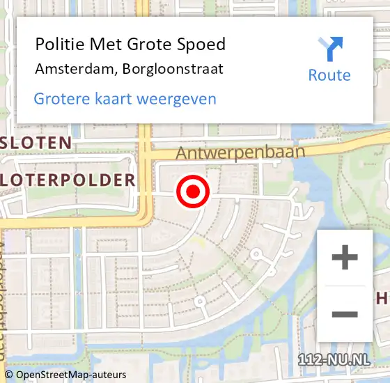 Locatie op kaart van de 112 melding: Politie Met Grote Spoed Naar Amsterdam, Borgloonstraat op 28 april 2024 13:55