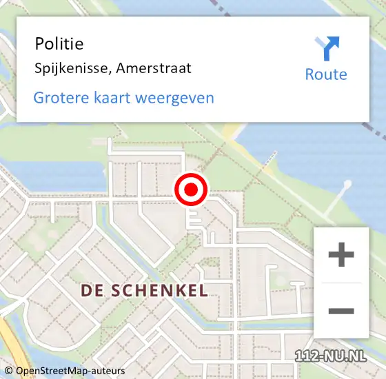 Locatie op kaart van de 112 melding: Politie Spijkenisse, Amerstraat op 28 april 2024 14:01