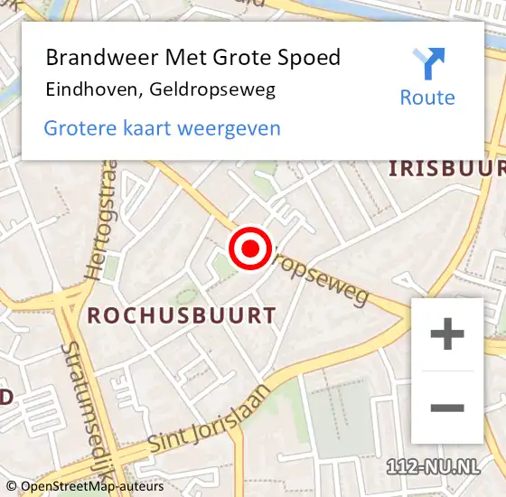 Locatie op kaart van de 112 melding: Brandweer Met Grote Spoed Naar Eindhoven, Geldropseweg op 28 april 2024 14:24