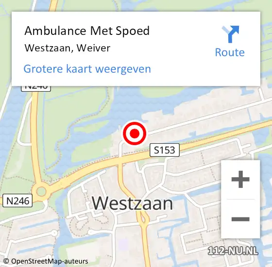 Locatie op kaart van de 112 melding: Ambulance Met Spoed Naar Westzaan, Weiver op 28 april 2024 14:26