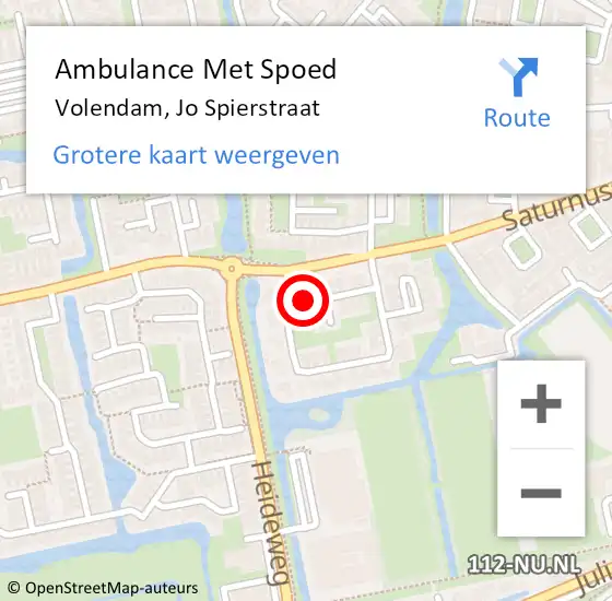 Locatie op kaart van de 112 melding: Ambulance Met Spoed Naar Volendam, Jo Spierstraat op 28 april 2024 14:28