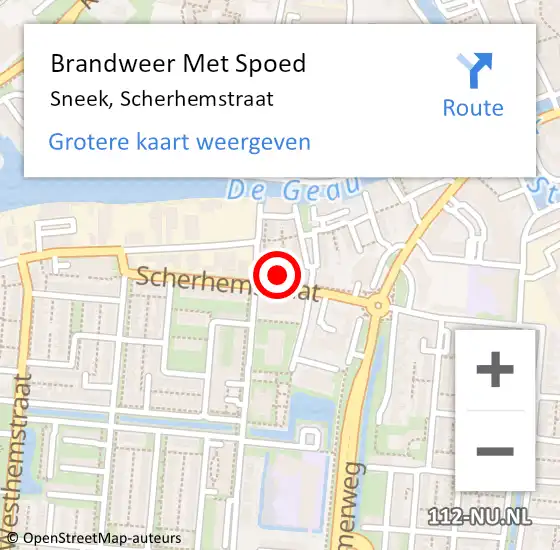 Locatie op kaart van de 112 melding: Brandweer Met Spoed Naar Sneek, Scherhemstraat op 28 april 2024 14:30