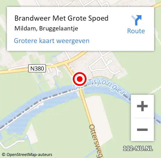 Locatie op kaart van de 112 melding: Brandweer Met Grote Spoed Naar Mildam, Bruggelaantje op 28 april 2024 14:41