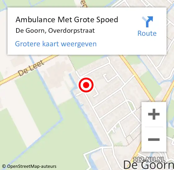 Locatie op kaart van de 112 melding: Ambulance Met Grote Spoed Naar De Goorn, Overdorpstraat op 28 april 2024 14:43